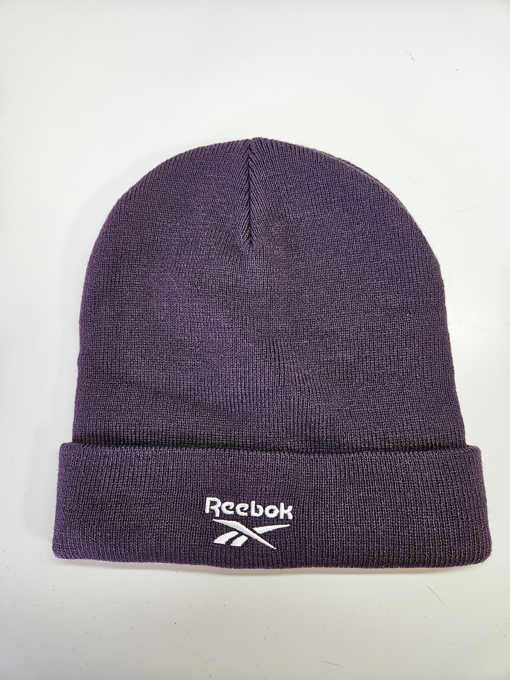 Reebok Unisex Purple Logo Cuff Knit Beanie Hat Knit Beanie One Size